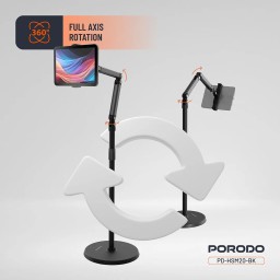 ستاند أرضي للموبايل والتابليت بوردو قابل للتعديل من 45 سم إلى 1.65 متر Porodo Adjustable Phone & Tablet Floor Stand (45cm to 1.65m)