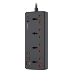 تقسيم كهرباء جرين لايون GS-700 بقدرة 2500 واط مع 4 منافذ كهرباء و 6 منافذ شحن Green Lion GS-700 2500W Universal Power Strip with 4 AC Outlets & 6 USB Ports