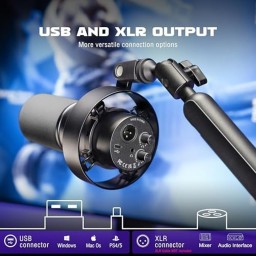 طقم ميكروفون ديناميكي احترافي فاي فاين مع ذراع تثبيت منخفض الارتفاع بمنفذي USB وXLR (طراز Fifine T688) Fifine T688 Dynamic Podcast Microphone Kit with Low-Profile Boom Arm