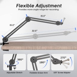ذراع تثبيت ميكروفون مكتبي احترافي عالي التحمل فاي فاين (طراز Fifine BM63) Fifine BM63 Premium Heavy Duty Boom Arm Stand