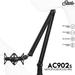 ذراع تثبيت ميكروفون احترافي فانتيك ستوديو سيريز مع حامل صدمات (طراز Fantech Studio AC902) Fantech Studio Series AC902 Microphone Boom Arm with Shock Mount