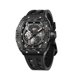 ساعة رجالية تسار بومبا أوتوماتيك ٤٤٫٦ ملم بحزام مطاطي أسود وقرص هيكلي Tsar Bomba Automatic Black FKM Rubber Strap Men's Watch TB8210CFⅡ-01