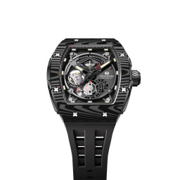 ساعة رجالية تسار بومبا أوتوماتيك ٤٤٫٦ ملم بحزام مطاطي أسود وقرص هيكلي Tsar Bomba Automatic Black FKM Rubber Strap Men's Watch TB8210CFⅡ-01