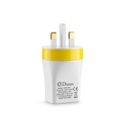 شاحن ذكي بثلاثة منافذ USB بقوة 3.4 أمبير ورأس ثلاثي (UK) من ديماكس - Dimax DMX-MA Dimax DMX-MA 3-Port USB Smart Wall Charger, 3.4A, UK 3-Pin Plug