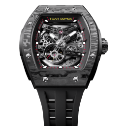 تسار بومبا Elemental TB8228CF – ساعة أوتوماتيك هيكلية بإطار ألياف الكربون TSAR BOMBA Elemental TB8228CF – Skeleton Automatic Watch with Carbon Fiber Bezel
