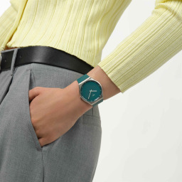 ساعة سواتش Pondering Patterns خضراء داكنة – 42 مم Swatch Pondering Patterns