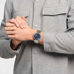 ساعة سواتش SISTEM BOREAL أوتوماتيكية – أزرق وفضي – 42 مم Swatch SISTEM BOREAL Automatic Watch – Blue & Stainless Steel