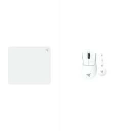 RAZER DEATHADDER V4 White Gaming Mouse + RAZER ATLAS Tempered Glass Mouse Mat - White RAZER DEATHADDER V4 White Gaming Mouse + RAZER ATLAS Tempered Glass Mouse Mat - White