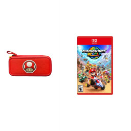 لعبة فيديو - نينتندو سويتش ٢ | ماريو كارت وورلد + حقيبة تخزين حماية EVA لجهاز سويتش 2 - تصميم المشروم الأحمر Video Game - Nintendo Switch 2 | Mario Kart World + EVA Storage Bag for Switch 2 (Red Mushroom)