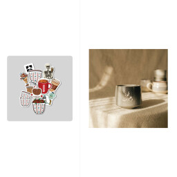 كوب سيراميك - قهوة وعيونك + ستيكرات القهوة Ceramic mug - Coffee and your eyes + Coffee Stickers