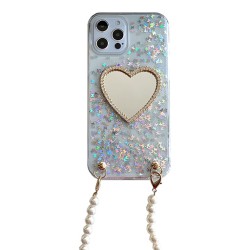 كفر لاجهزة ايفون Glitter iPhone Case with Makeup Heart Mirror