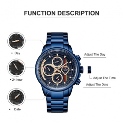 Analog Stainless Steel Strap Watch For Men ساعة رجالية