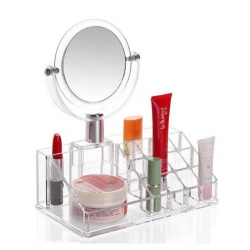منظم مكياج بثلاثة ادراج مع مرآة Acrylic Cosmetic Organizer 