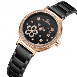 nf5016 Shiny Star Stainless Steel Elegant Quartz Women's Watch ساعة نسائية