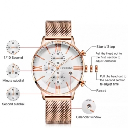 Mf0236 Mesh Steel Band Men's Watch ساعة رجالية