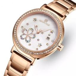 NF5016 Women’s Shiny Star Stainless Steel Elegant Women's Watch ساعة نسائية