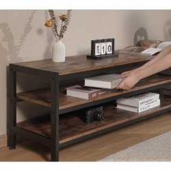 Wooden Tv Table with Shelves طاولة تلفاز خشبية