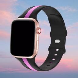 سوار سيليكون لساعة ابل واتش Double Colors Silicone Sports Apple Watch Band 38/40/41/42mm