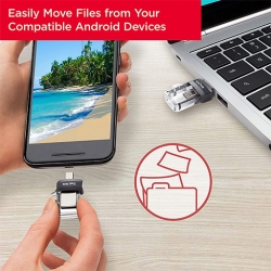 SanDisk OTG Ultra Dual Drive micro-USB and USB Flash Drive 128GB ذاكرة فلاش بمنفذ مزدوج