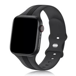 سوار سيليكون لساعة ابل واتش Double Colors Silicone Sports Apple Watch Band 44/45/46/49mm