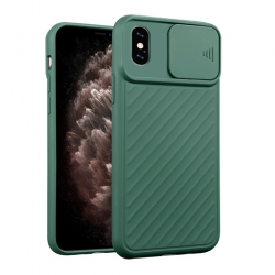 Shockproof Soft Silicone Case With Slide Camera Lens Protection For iPhone كفر سيليكون لأجهزة الآيفون