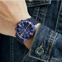 Mf0236 Mesh Steel Band Men's Watch ساعة رجالية