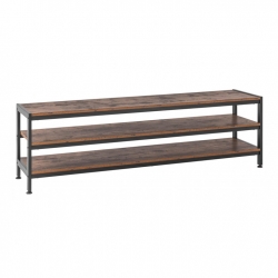 Wooden Tv Table with Shelves طاولة تلفاز خشبية