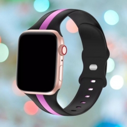 سوار سيليكون لساعة ابل واتش Double Colors Silicone Sports Apple Watch Band 44/45/46/49mm