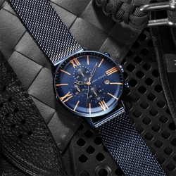 Mf0236 Mesh Steel Band Men's Watch ساعة رجالية