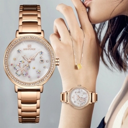 NF5016 Women’s Shiny Star Stainless Steel Elegant Women's Watch ساعة نسائية