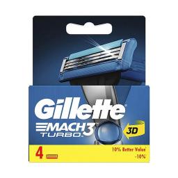 سيت رؤوس شفرة حلاقة Gillette Mach3 Turbo Razor Blades Refill 4 Pcs Set 