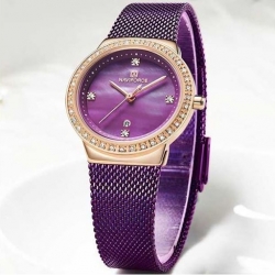 NF5005 Date Function Mesh Analog Women's Watch ساعة نسائية