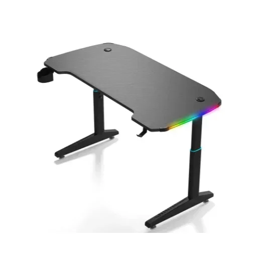 مكتب ألعاب قياس 120 سم بإضاءة RGB LED وسطح من ألياف الكربون مقاوم للخدوش 120cm RGB LED Lighting Gaming Table and Scratch Resistant Carbon Fiber Surface