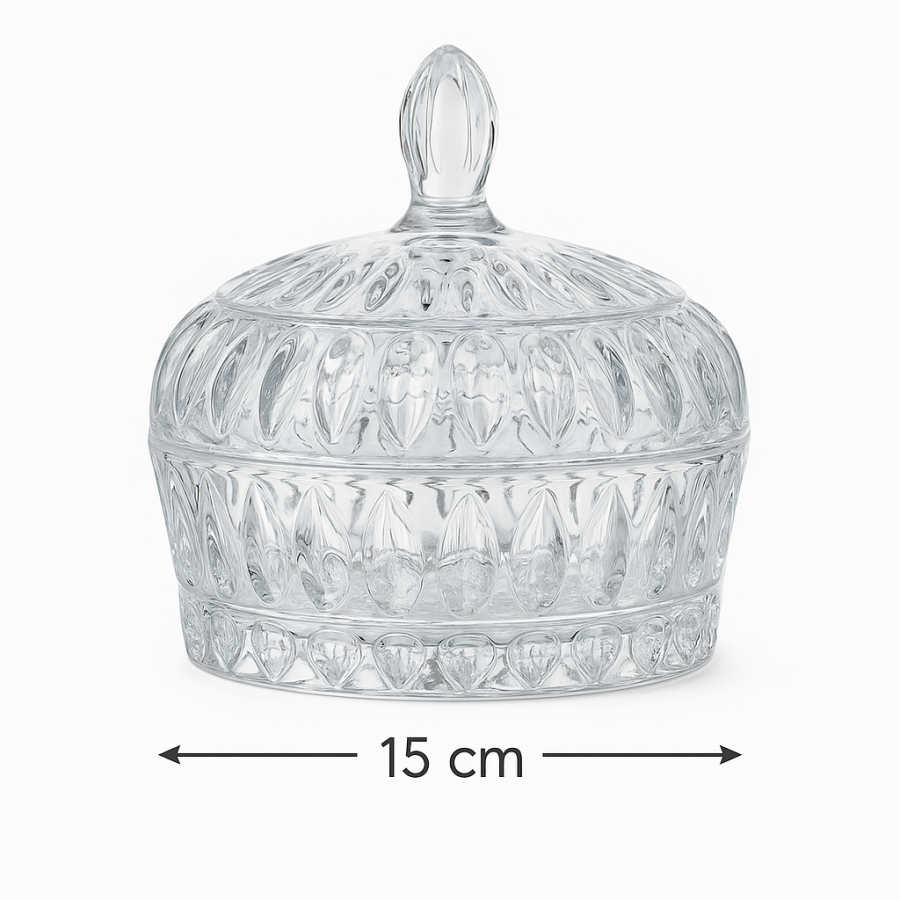 علبة زجاجية بغطاء 15 سم Kaveh Zarrin Glass Dish 15 cm