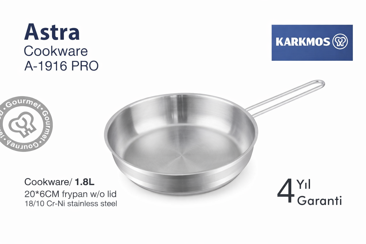 مقلاة ستانلس ستيل أسترا 20 سم Astra Stainless Steel Frypan A-1916 PRO (20 cm) Astra Stainless Steel Frypan A-1916 PRO (20 cm)