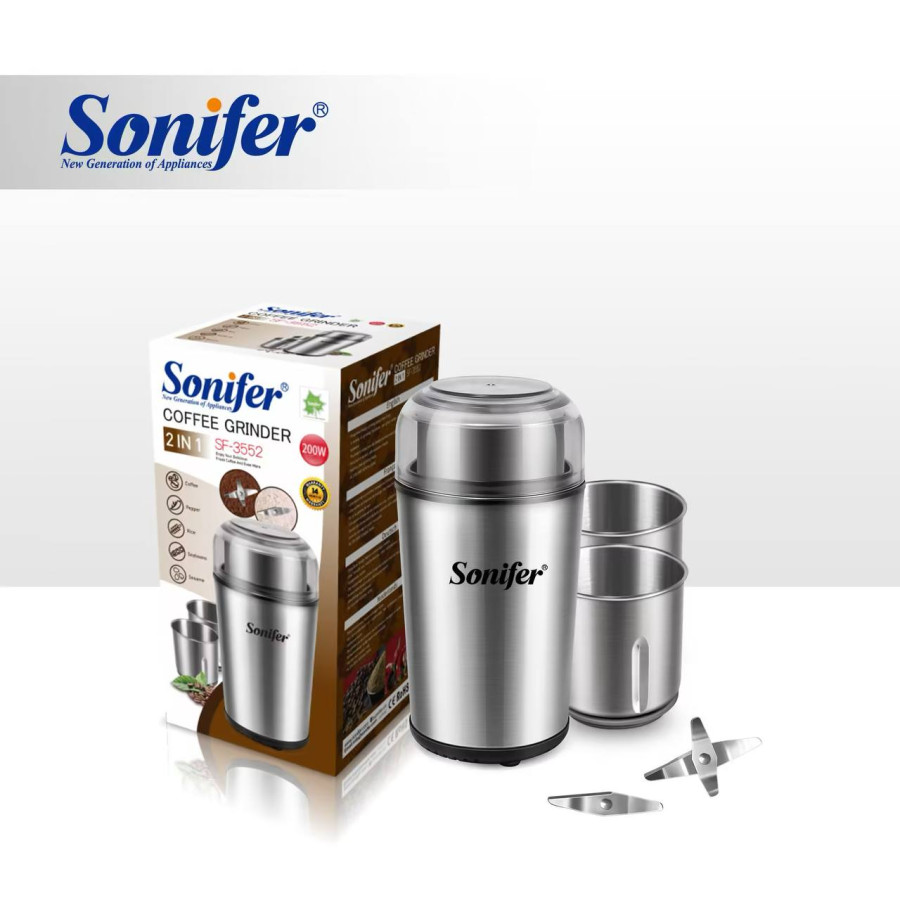 مطحنة قهوة كهربائية سونيفر طقم 2 في 1 Sonifer 2 in 1 Electric Coffee Grinder Sonifer 2 in 1 Electric Coffee Grinder