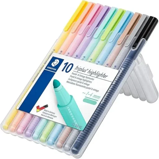 طقم أقلام تحديد ستيدلر تريبولس تيكست سيرفر - 10 ألوان باستيل وفينتج STAEDTLER Triplus Textsurfer 362 Highlighter Set - 10 Pastel & Vintage Colors 1-4mm