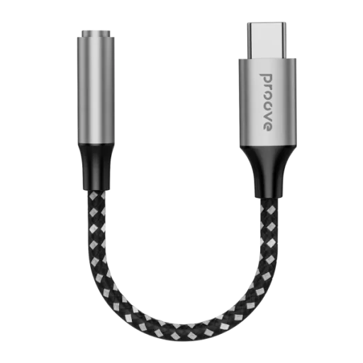 بروفي (Proove SoundMesh) محول صوت من منفذ (Type-C) إلى 3.5 ملم - رمادي Proove SoundMesh Type-C to 3.5mm Audio Adapter - Gray