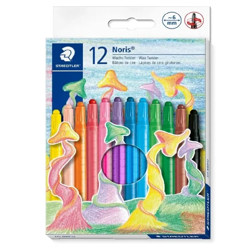 ستيدتلر (Noris 221) ألوان شمعية قابلة للف (Twister Crayons)، 12 لوناً - 221 NWP12 STAEDTLER Noris 221 Wax Twister Crayons, 12 Colors - 221 NWP12
