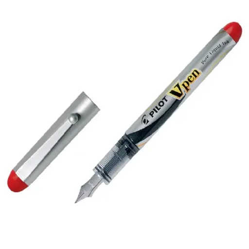 بايلوت (V-Pen) قلم حبر سائل للاستخدام لمرة واحدة، سن متوسط - أحمر - SVP-4M-R PILOT V-Pen Disposable Fountain Pen Medium - Red - SVP-4M-R