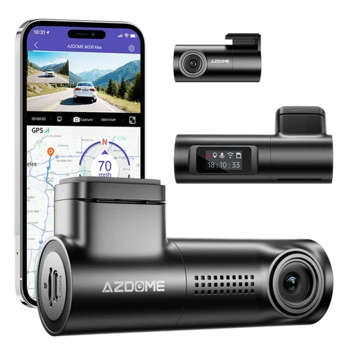 أزدومي M330 MAX كاميرا داش كام مرآة بـ 2 قناة ودقة 4K Azdome mirror DashCam M330 MAX 2 Channels 4K