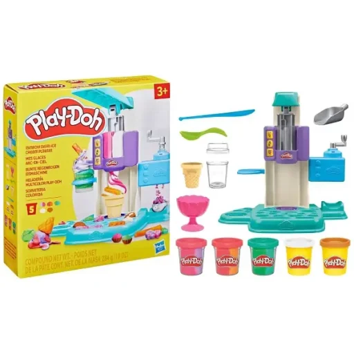 هاسبرو بلاي-دو مجموعة لعب آيس كريم دوامة قوس قزح Hasbro Play-Doh Rainbow Swirl Ice Cream Playset