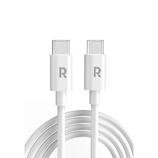 راف باور كابل TPE من USB-C إلى USB-C بقوة 60 واط RP-CB1021 بطول 1 متر - أبيض RAVPower RP-CB1021 60W USB-C to USB-C TPE Cable 1m - White