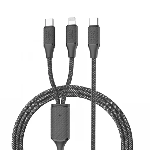 بريف كابل بيانات مضفر للشحن السريع 2 في 1 من USB-C إلى USB-C 3 أمبير و Lightning BDC-45 Brave Braided 2-IN-1 Fast Charging Data Cable USB-C To USB-C 3A & Lightning BDC-45