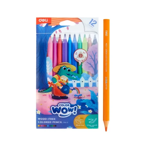 ديلي أقلام تلوين خالية من الخشب C104-12 - 12 قلم تلوين Deli C104-12 Wood-Free Colored Pencil - 12 Coloring Pencils