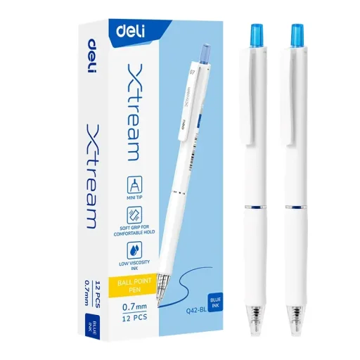 ديلي اكستريم قلم حبر جاف - حبر أزرق 0.7 Q42-BL لزوجة منخفضة Deli Xtreme Ball Point Pen - 0.7 Blue Ink Q42-BL Low viscosity
