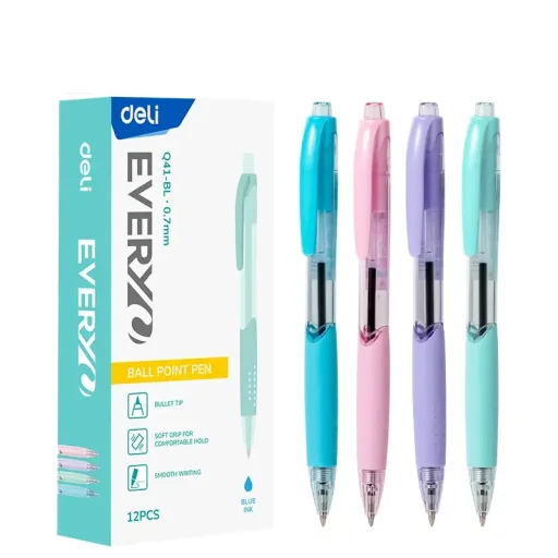 ديلي ايفري او قلم حبر جاف - حبر أزرق 0.7 Q41-BL Deli EveryO Ball Point Pen - 0.7 Blue Ink Q41-BL