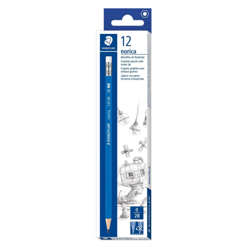 ستدلر 132 46-HB Norica قلم رصاص جرافيت - HB مع ممحاة عبوة من 12 قلم رصاص STAEDTLER 132 46-HB Norica Graphite Pencil - HB with Eraser Pack of 12 Pencils