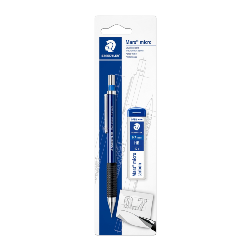 ستدلر Mars micro 775 قلم رصاص ميكانيكي 0.7 ملم + أنبوب سنون بليستر STAEDTLER Mars micro 775 mechanical pencil 0.7 mm + lead tube blister