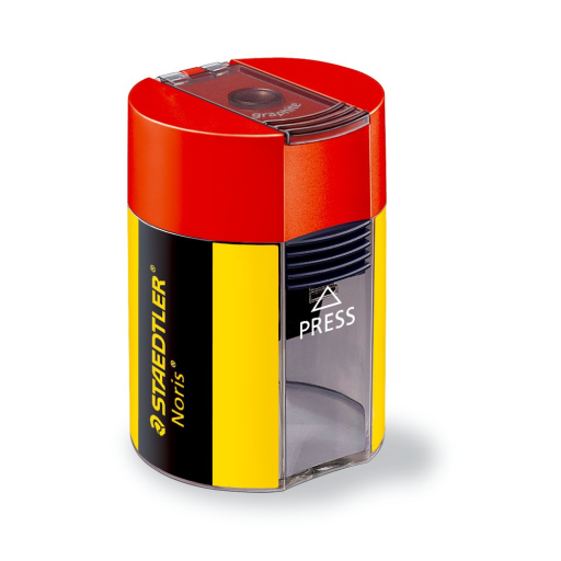 ستدلر Noris 511 004 مبراة ذات ثقب واحد مع حاوية - أصفر/أسود STAEDTLER Noris 511 004 Single-hole Tub Sharpener - Yellow/Black